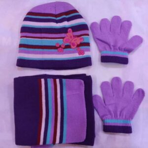 KIDS 3PCS WINTER KIT SNOWFLAKE HAT SCARF AND GLOVE -W041